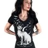 Too Fast Sphynx Cat & Bats V-Neck T-Shirt - Medium