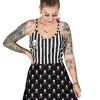 Too Fast Deep V Skully Striped Skater Dress