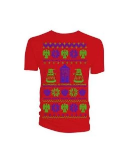 Doctor Who Ugly Christmas Sweater Unisex T-Shirt: Red