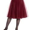 Hell Bunny Ballerina Skirt: Burgundy -Fashion Apparel Big C Edit Front 99982.1548302076