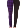 Banned Stretch Skinny Jeans: Black / Purple Check - Large And XL -Fashion Apparel Big C Edit Front 60681.1570949026