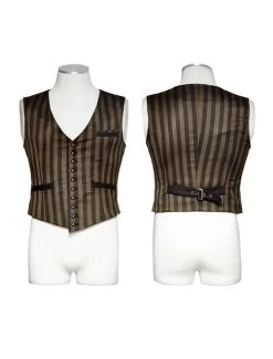 Punk Rave Striped Steampunk Waistcoat 13 Punk Rave Striped Steampunk Waistcoat -Fashion Apparel Big C Edit Front and Back 73024.1560483547