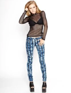 Tripp NYC Ladies' Long Sleeve Fishnet Top: Black -Fashion Apparel Big C Edit Full 51048.1597238789