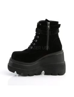 Demonia Shaker Ankle Boots: Black Velvet -Fashion Apparel Big C Edit Inside 34483.1559027256