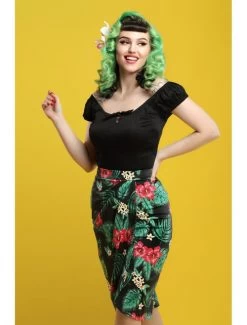 Collectif Lorena Top: Black - Medium And Large -Fashion Apparel Big C Edit Lemony 69005.1602683499