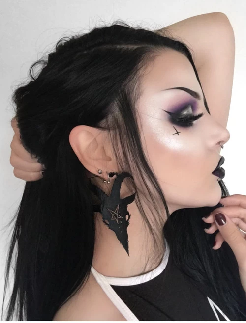 Too Fast Black Goat Head Oversized Hoop Earrings 4 Too Fast Black Goat Head Oversized Hoop Earrings - Image 2