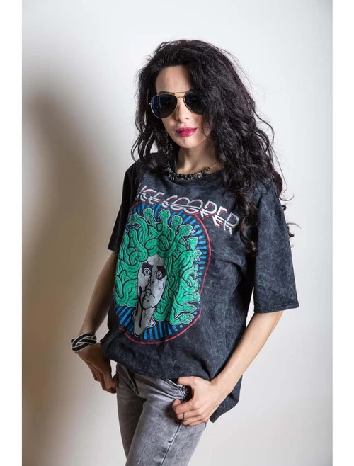 Alice Cooper Medusa Unisex T-Shirt: Stonewash- Small 3 Alice Cooper Medusa Unisex T-Shirt: Stonewash- Small - Image 2