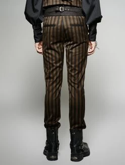 Punk Rave Striped Steampunk Pants -Fashion Apparel Big C Edit Model Back 04504.1559194187