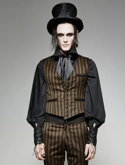 Punk Rave Striped Steampunk Waistcoat