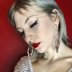 Too Fast Skeleton Hands Oversized Hoop Earrings -Fashion Apparel Big C Edit Model Side 69418.1558577158