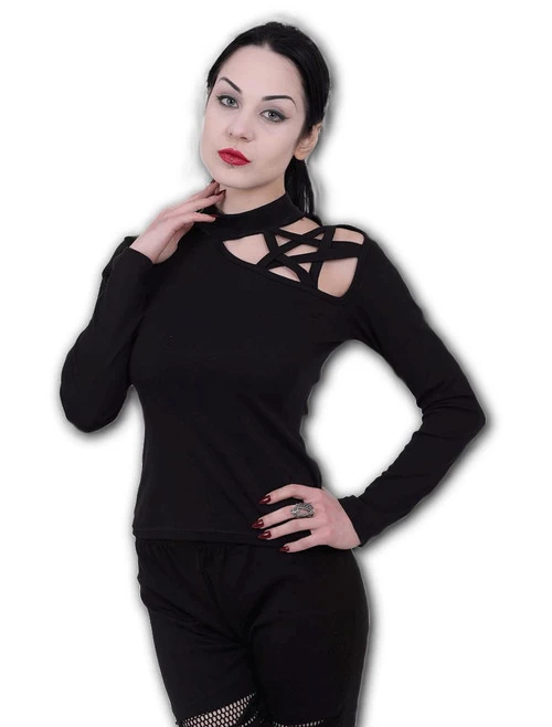 Spiral Pentagram Shoulder Long Sleeve Top 3 Spiral Pentagram Shoulder Long Sleeve Top