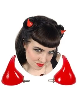 Kreepsville 666 Horror Horns Hair Clips: Red