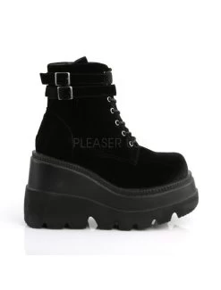 Demonia Shaker Ankle Boots: Black Velvet -Fashion Apparel Big C Edit Outside 26809.1559027263
