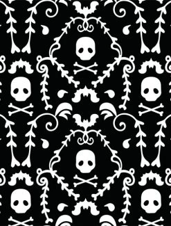 Too Fast Damask Skull 'n' Bones Skater Dress -Fashion Apparel Big C Edit Pattern 35937.1572594176