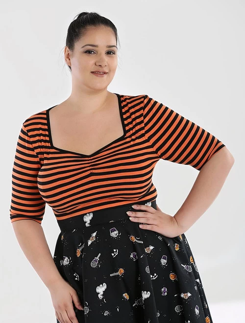 Hell Bunny Warlock Top: Black / Pumpkin Orange - XS, Large And 2XL - Image 7