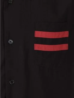 Chet Rock Lucky Stripe Bowling Shirt: Black / Red - Small To 2XL -Fashion Apparel Big C Edit Pocket 06632.1594299336