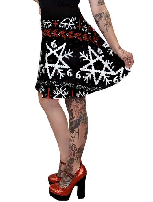 Too Fast 666 Christmas Sweater Skater Skirt 4 Too Fast 666 Christmas Sweater Skater Skirt - Image 2