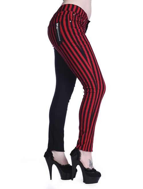 Banned Half Stripe Skinny Jeans: Black / Red - Small And 2XL 4 Banned Half Stripe Skinny Jeans: Black / Red - Small And 2XL - Image 2