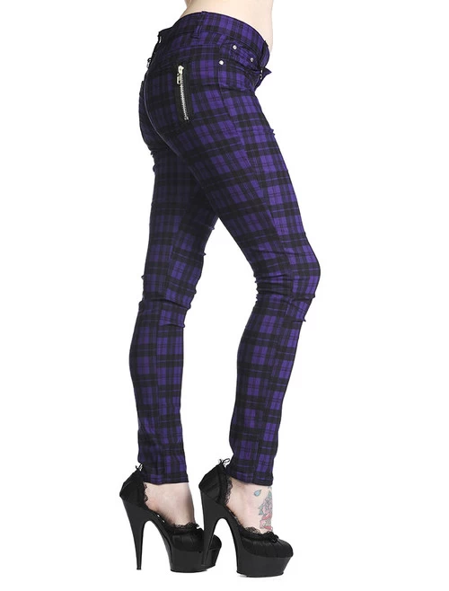 Banned Check Stretch Skinny Jeans: Purple - Small To 2XL 3 Banned Check Stretch Skinny Jeans: Purple - Small To 2XL