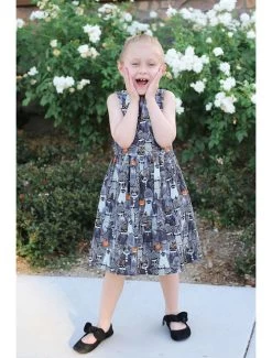 Retrolicious Boo Cats Glow In The Dark Kids' Dress -Fashion Apparel Big C Edit Spooked White Border 06628.1665217557