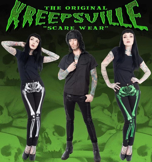 Kreepsville 666 Skeleton Unisex Skinny Jeans: Black Bone 6 Kreepsville 666 Skeleton Unisex Skinny Jeans: Black Bone - Image 4
