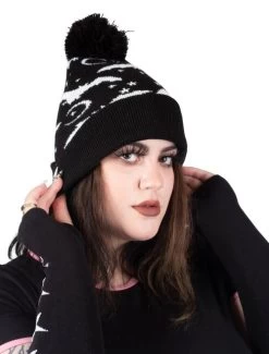 Too Fast Bats, Moons And Stars Pom Pom Beanie -Fashion Apparel Big C Edit Stylized 1 39305.1638800981