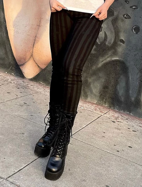 Kreepsville 666 Unisex Skinny Jeans: Destroyer Grey Stripe 14 Kreepsville 666 Unisex Skinny Jeans: Destroyer Grey Stripe - Image 12