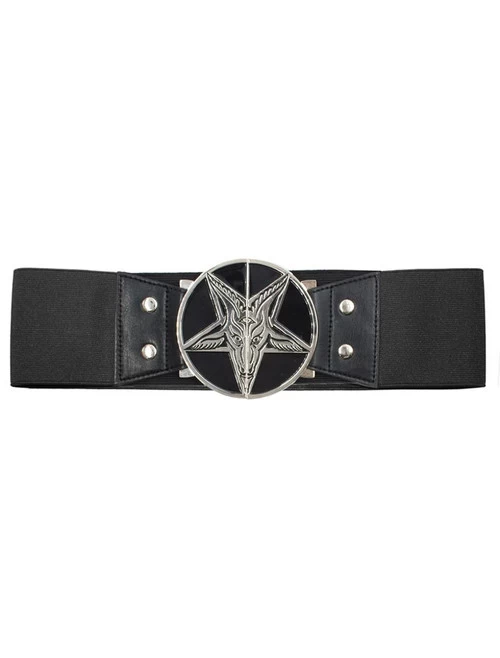 Kreepsville 666 Elastic Belt: Goat Head - Black 3 Kreepsville 666 Elastic Belt: Goat Head - Black