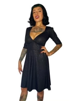 Switchblade Stiletto Lola Dress: Black Glitter - XL