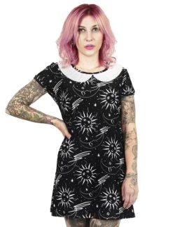Too Fast Celestial Collared A-Line Dress