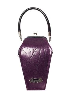 Sourpuss Coffin Sparkle Purse: Purple