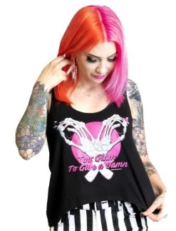 Too Fast Too Glam To Give A Damn Sidewayz Crop Tank Top