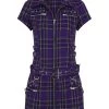 H & R Detention Mini Dress: Purple Tartan - XS