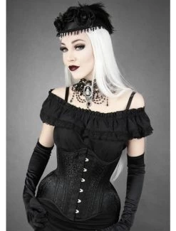 Restyle Underbust Corset: Black Brocade - Wide Hip Hourglass -Fashion Apparel Big C edit less cropped white sides 29170.1605859597