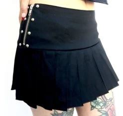 Switchblade Stiletto Studded School Skirt: Black