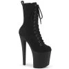 Pleaser Enchant-1040 8" Ankle Boots: Black Faux Suede - PRE-ORDER