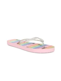 Lulu Hun Rainbow Cat Glitter Flip Flops