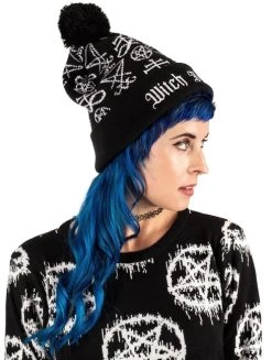 Too Fast Witch Bitch Pom Pom Knit Beanie -Fashion Apparel CD0694DA 62D2 4A96 8455 1ACFAA657199 14497.1705187054