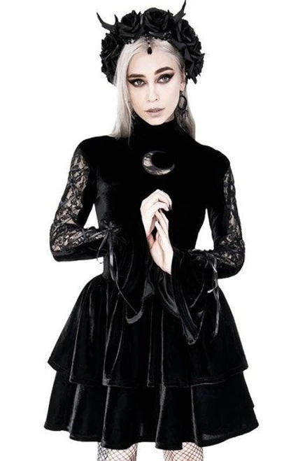 Restyle Neo Victorian Black Ruffled Velvet Dress 4 Restyle Neo Victorian Black Ruffled Velvet Dress - Image 2