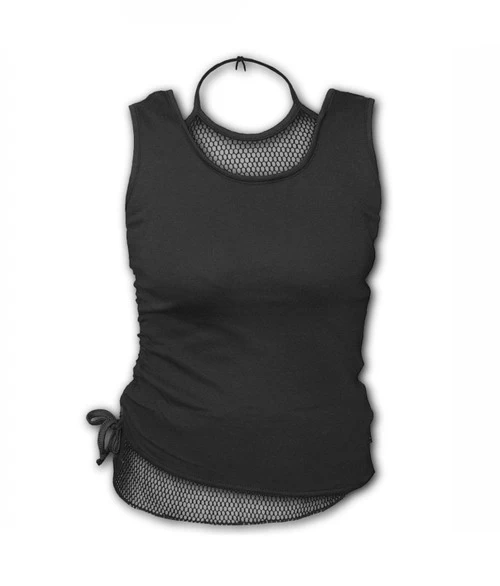 Spiral Gothic Rock 2 In 1 Mesh Neck Tie Top 4 Spiral Gothic Rock 2 In 1 Mesh Neck Tie Top - Image 2