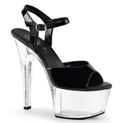 Pleaser Aspire-609 6" Heels: Black Patent / Clear - PRE-ORDER