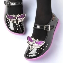 Hot Chocolate Design Chocolaticas: Death Moth -Fashion Apparel Death Moth womens Mary Jane Flat Legs2 93600.1649655213