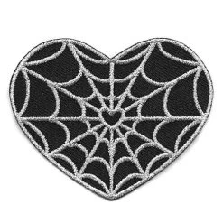 Kreepsville 666 Silver Spiderweb Heart Patch