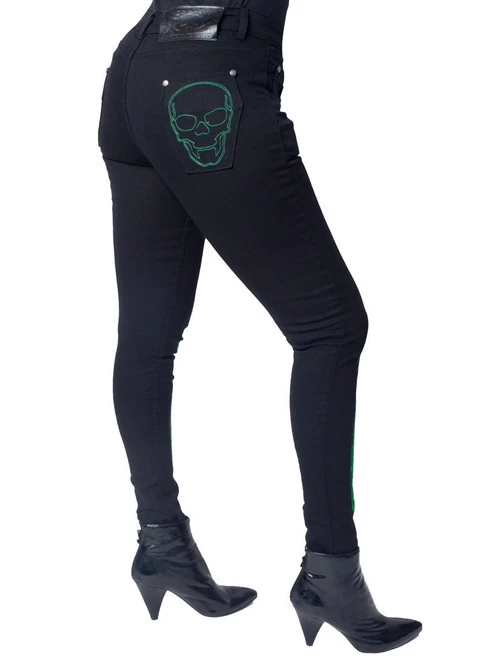 Kreepsville 666 Skeleton Unisex Skinny Jeans: Green Bone 10 Kreepsville 666 Skeleton Unisex Skinny Jeans: Green Bone - Image 8