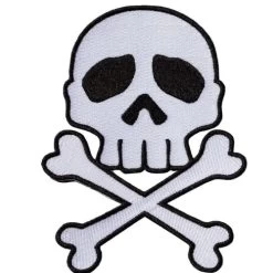 Kreepsville 666 Skull & Cross Bones Patch: White / Black