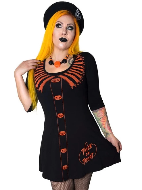 Kreepsville 666 Trick Or Treat Flare Dress - Small To 2XL 3 Kreepsville 666 Trick Or Treat Flare Dress - Small To 2XL