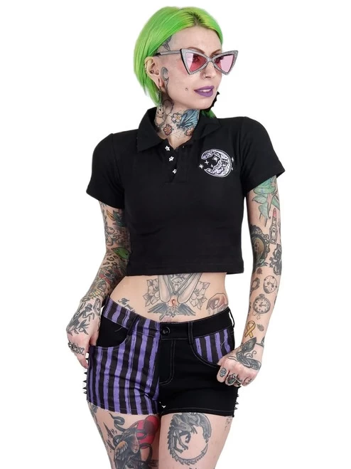 Too Fast Bat Studded Stretch Denim Shorts 7 Too Fast Bat Studded Stretch Denim Shorts - Image 5