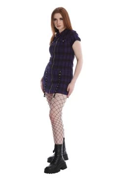 Banned Tartan Night Zip Dress: Purple -Fashion Apparel F269E7BB D6F6 4058 8B93 B10B6284A60E 02975.1688367694