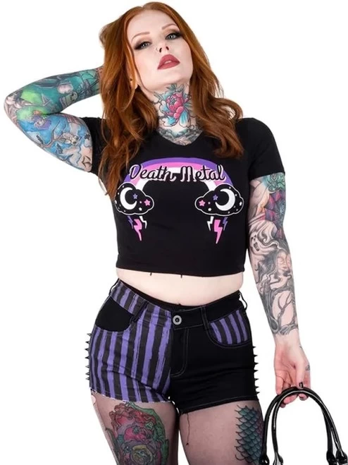 Too Fast Bat Studded Stretch Denim Shorts 10 Too Fast Bat Studded Stretch Denim Shorts - Image 8