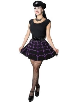 Kreepsville 666 Kreepsville Spiderweb Skater Skirt: Purple - Small, Medium And Large -Fashion Apparel F8B26B1D 6AB6 4C76 B5B1 D6A73D55D75B 47335.1694338489